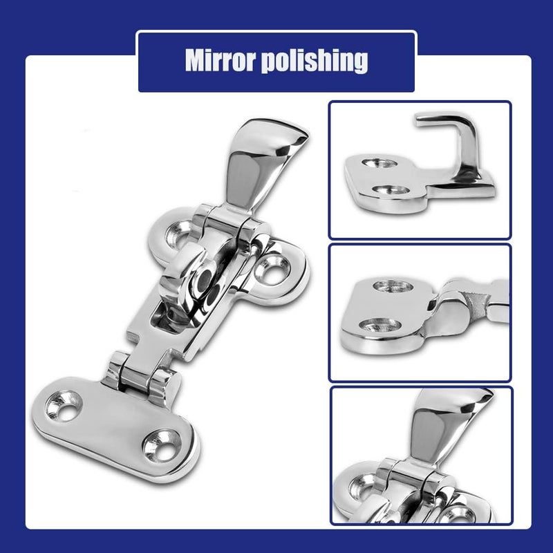 ODYSUNRAL Marine Grade Boat Door Hatch Anti-Rattle Latches, Hold Down Clamp Latches, Solid Construction, Lockable, 316 Stainless Steel with Screws(2 PCS) - Image 5